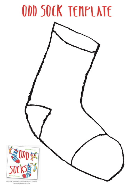 Odd Socks colouring sheet featuring a large blank sock for you to add a face and features.