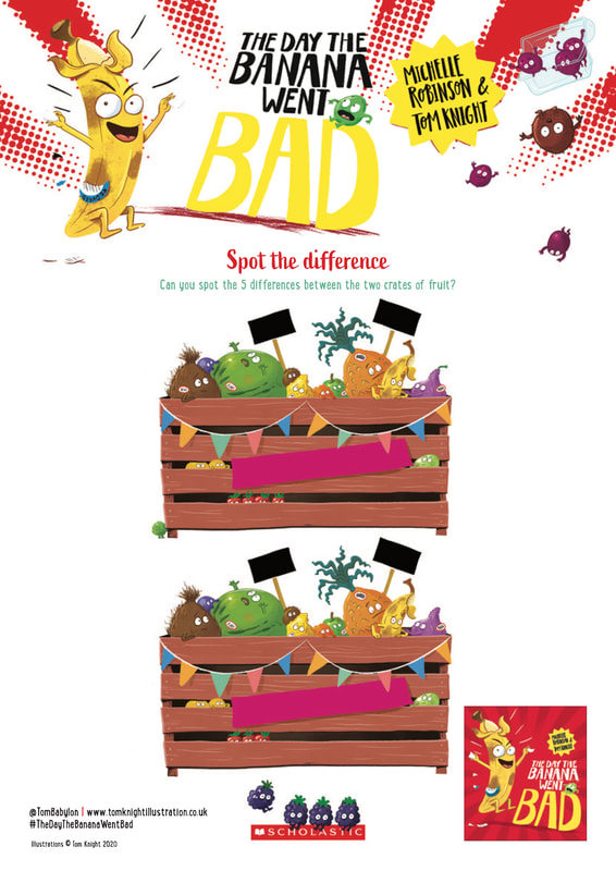 Spot the difference activity sheet to accompany The Day The Banana Went Bad