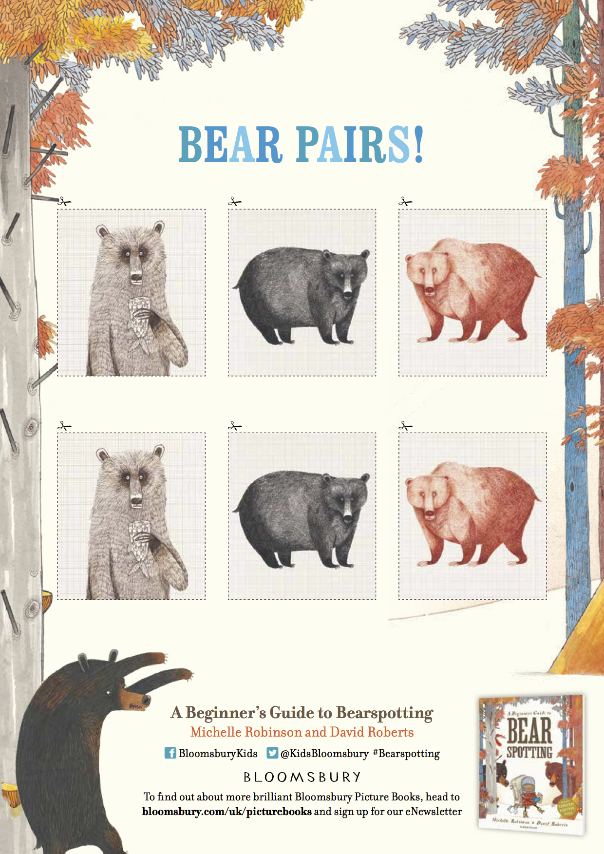 Second matching pairs activity sheet for A Beginner's Guide to Bear Spotting